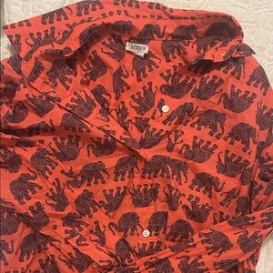 J. Crew Men's Red Elephant Print Shirt